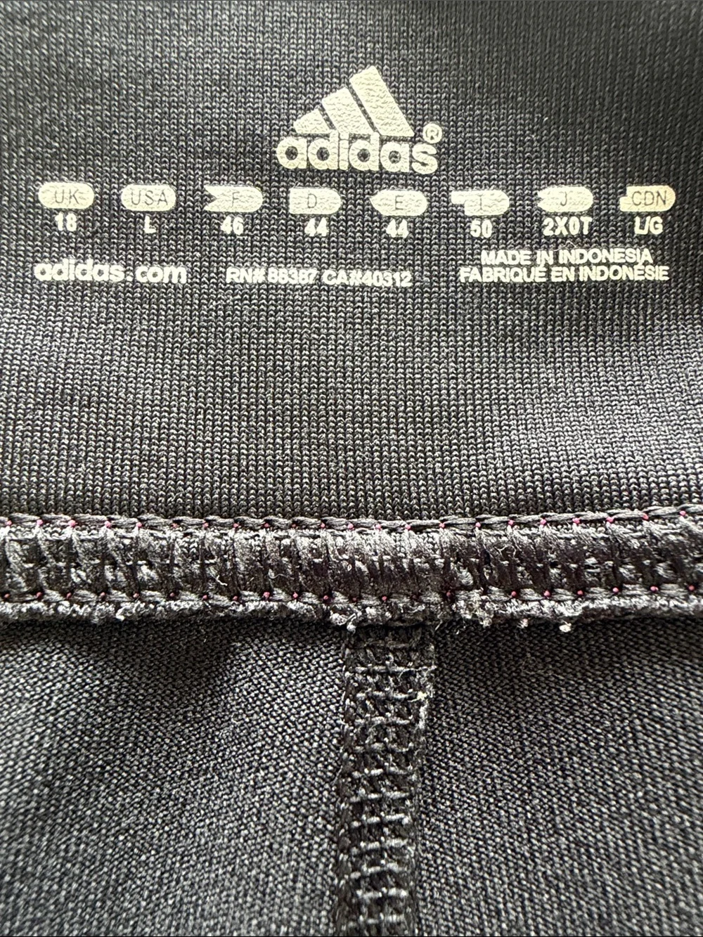 Woman’s adidas Black Leggings with Pink Stitching Detail, Size L - Picture 3 of 3